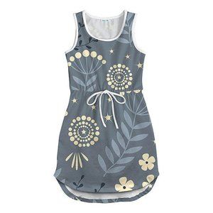 NWT Gray & Cream Floral Star Tank Weekender Dress